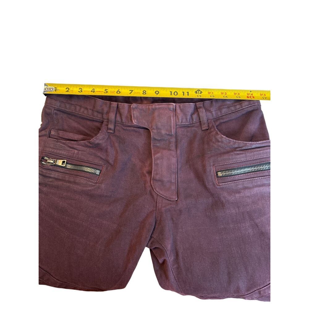 Balmain Paris Men's Denim Biker Moto Jeans‎ Burgundy Size 32x30 - Picture 11 of 14